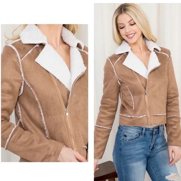 Stylish and Sustainable Sporty Vegan Leather Suede Jacket - Picture 1 of 10